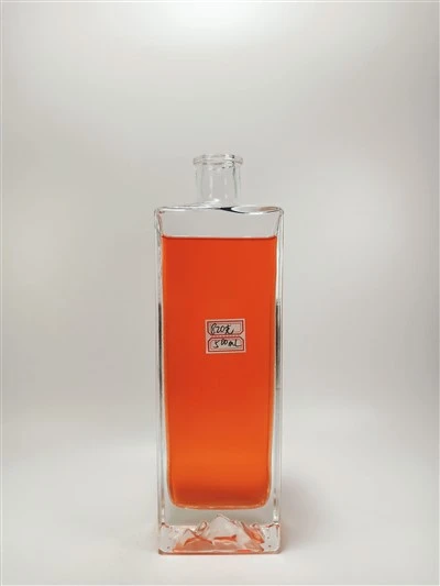 Garrafa de vidro de uísque de vodka quadrado de 500 ml